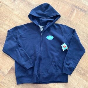 NWT Hanes EcoSmart Boys M (8-10) Full Zip Up Fleece Hoodie Sweatshirt Navy Blue